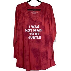 Torrid Classic Fit Raglan L/S Tee 3X I Was Not Made To Be Subtle Mineral Wash
